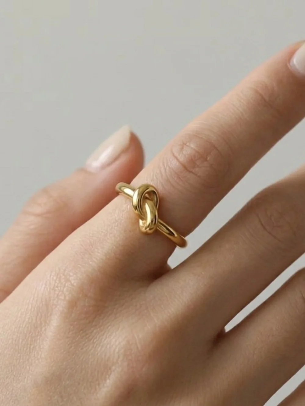 Gold Knot Ring 925 Sterling Silver Adjustable Open Ring Minimalist